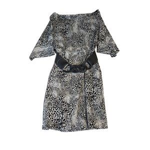 Women’s JH Jessica Howard Leopard Print Lose Sleeve Dress With Belt Size 10